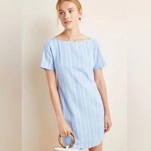 By Anthropologie Cape May Blue Stripe Linen Dress - Sz. 12